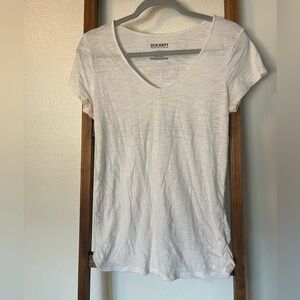 Old Navy Maternity White Cotton Blend V-Neck Short Sleeve T-Shirt M